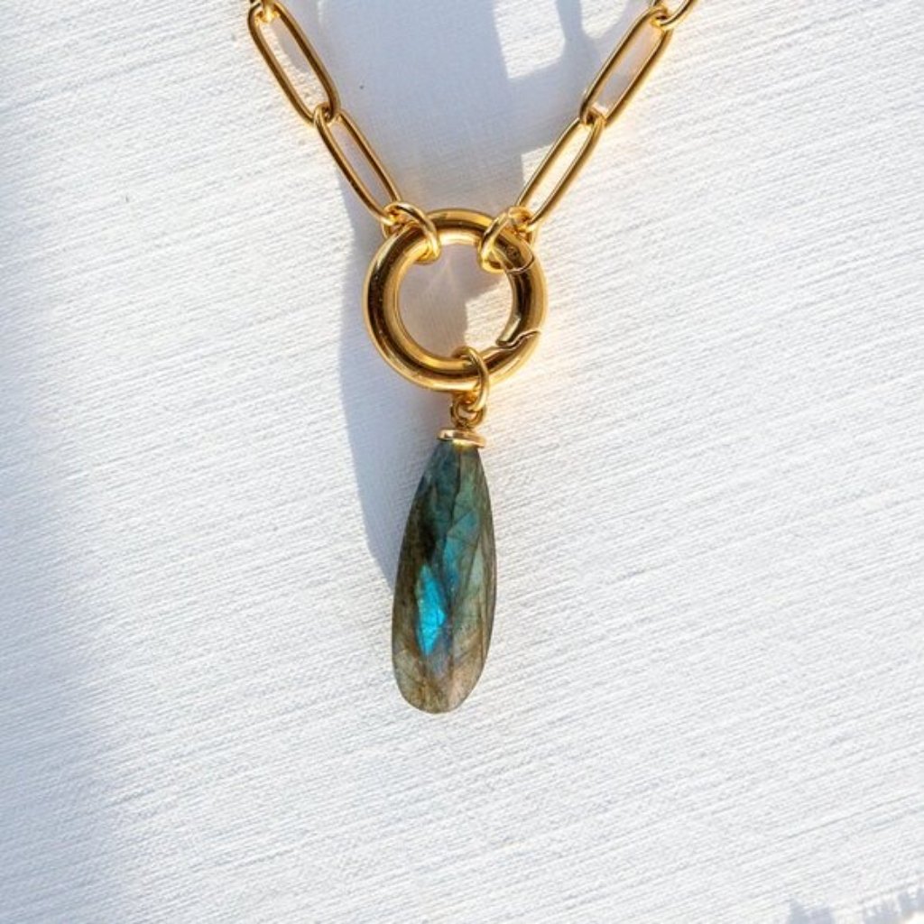 Beautiful Gemstone Pendant Necklace Removable Waterproof Charm Holder Necklace